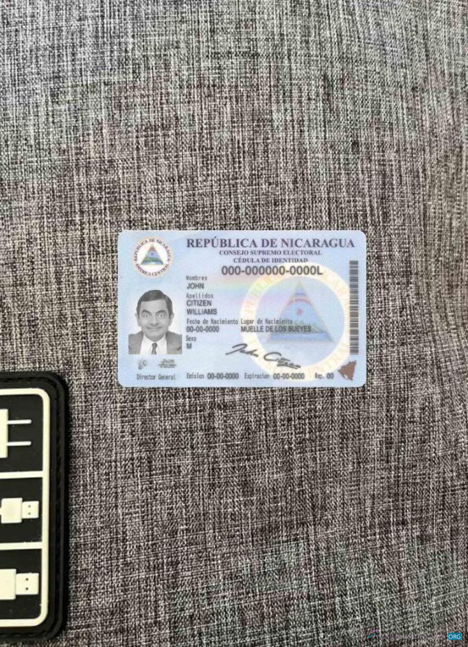 Download Nicaragua ID photolook FRONT Photoshop template